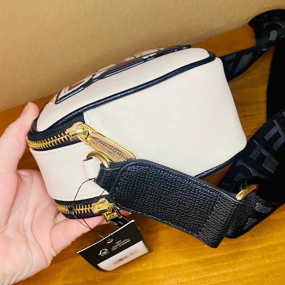 ๐ SALE ๐ NEW! Karl Lagerfeld Paris Beige Maybelle Double Zip Choupette Bag - Picture 8 of 17